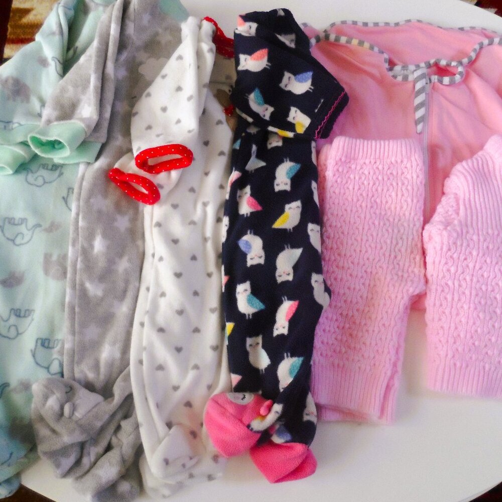 Baby clothes zip up PJs, 7pcs- size n/b-3